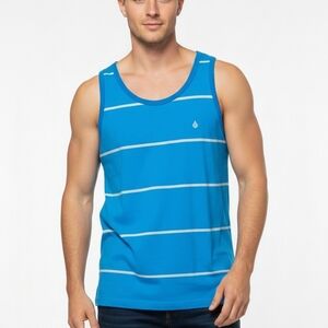 Volcom Vibrant Blue and White Striped Tank Top